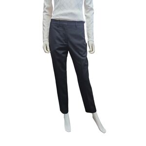 MAISON MARGIELA | Black Flat Front Cropped Leg Trousers in Size IT 42 / US 6